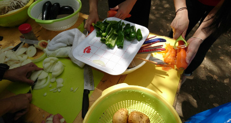 バーベキュー野菜準備